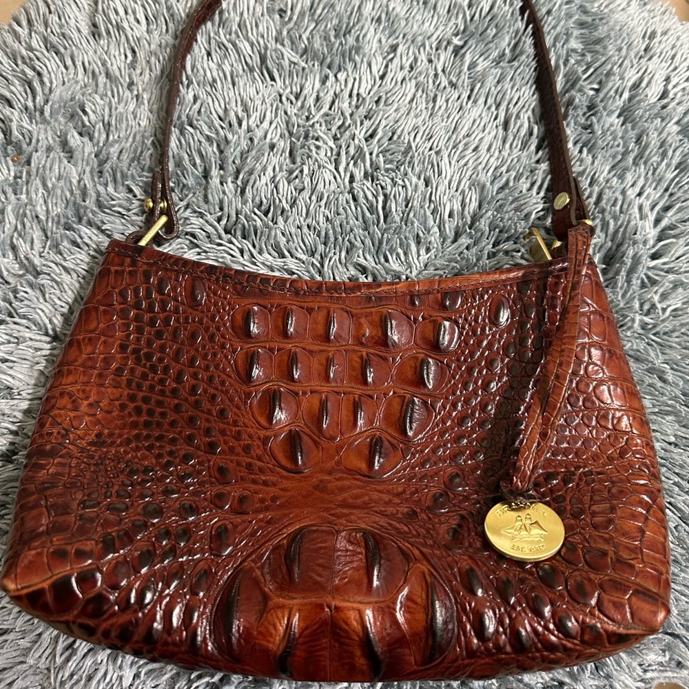 Brahmin Brown Crocodile Embossed Leather mini Bag